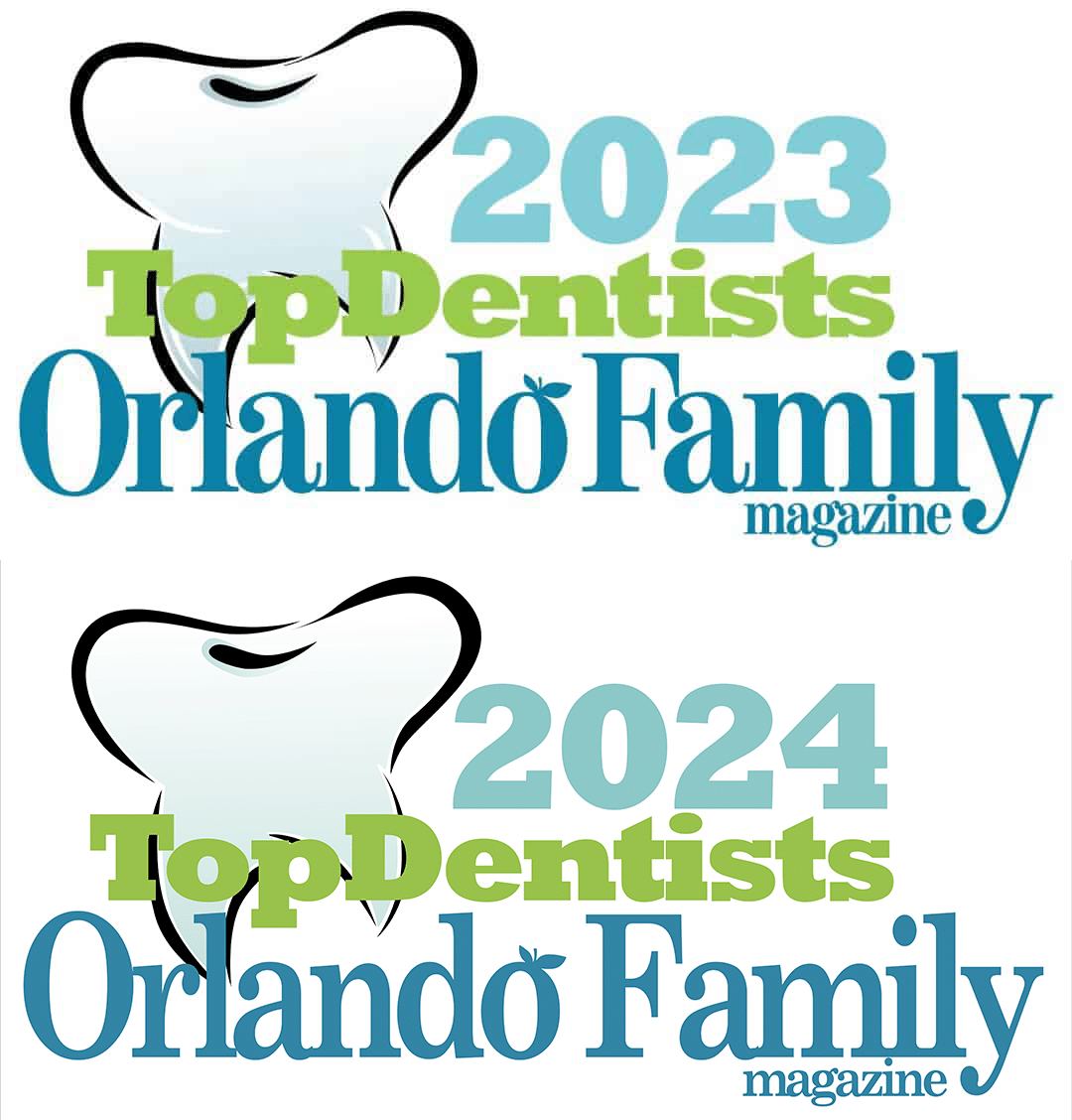 Southern Style Dental awarded Top Dentists 2023 and 2024 by Orlando Family Magazine, quality dental care recognized.